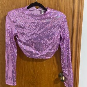 Purple Sequin Long Sleeve Top
